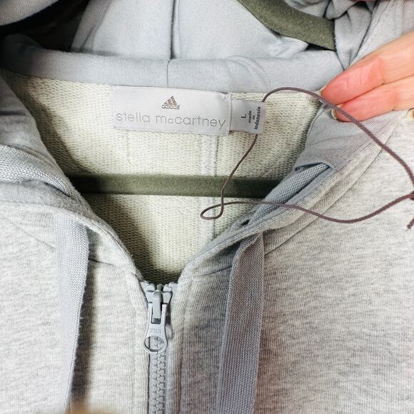 NWOT Stella McCartney x Adidas Heather Gray Peach Hoodie Zip Sweater L - Picture 5 of 16